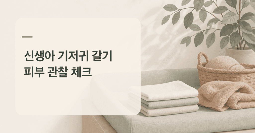 신생아 기저귀 갈기와 피부 관찰을 위한 돌봄 용품 일러스트